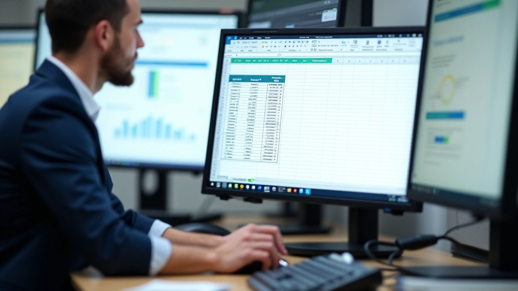 Computer monitor showing Excel spreadsheet with sensitivity analysis data tables